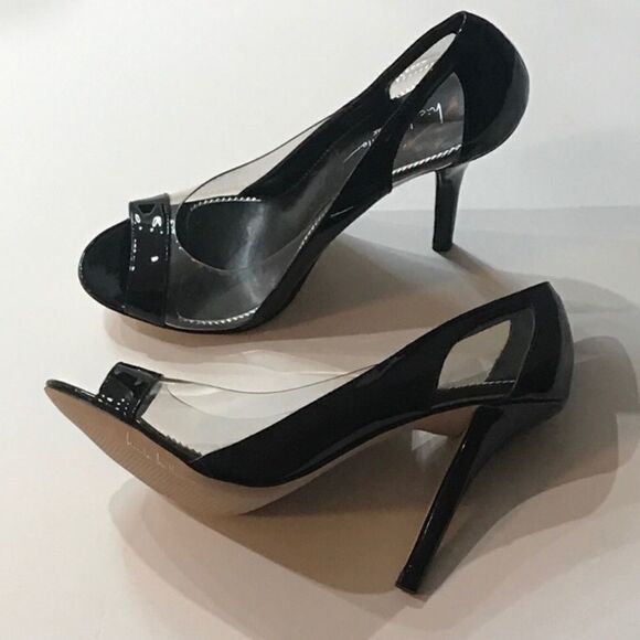 Nicole Miller Black Clear Shoes Size 8 - Picture 1 of 15